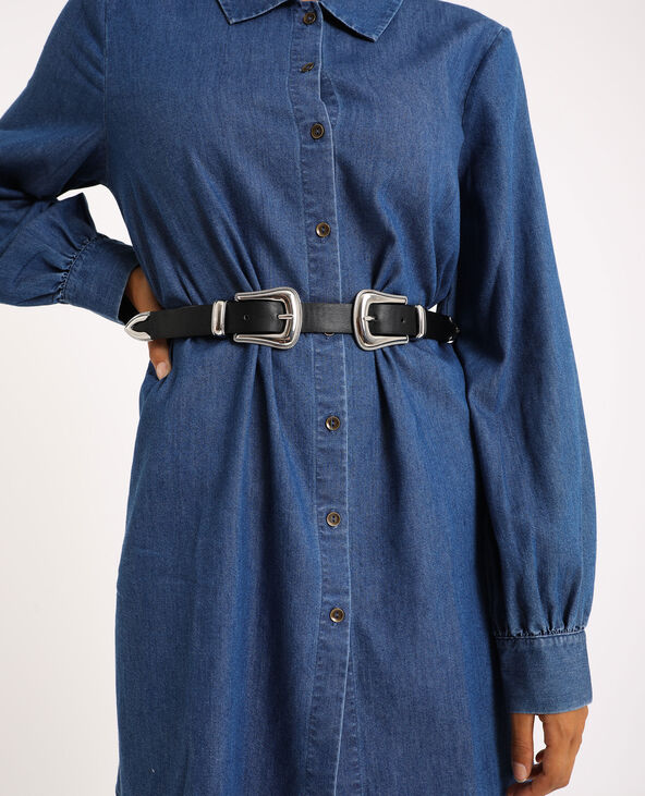 Robe chemise en jean bleu foncé - Pimkie