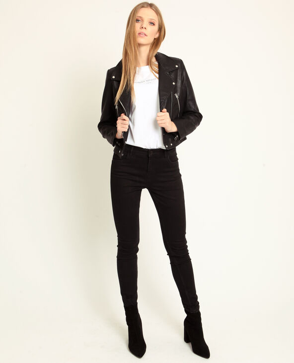 Veste biker en faux cuir noir - Pimkie