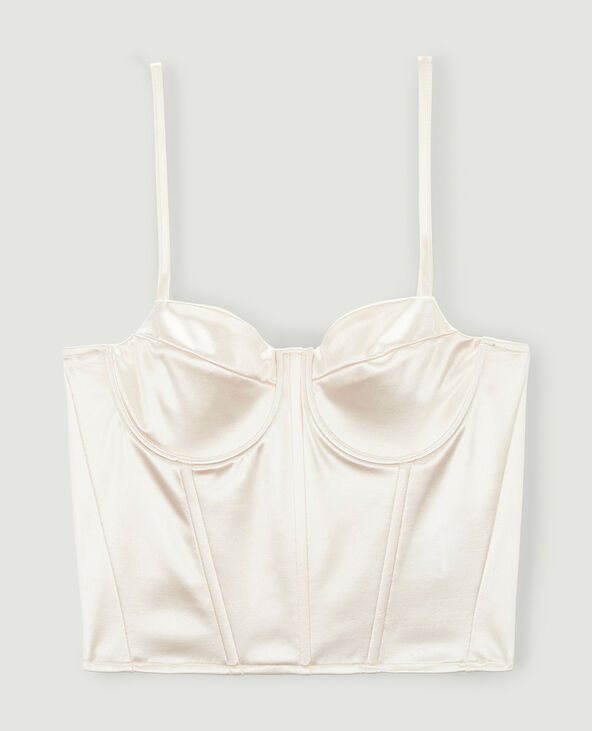 Brassière corset en satin écru - Pimkie