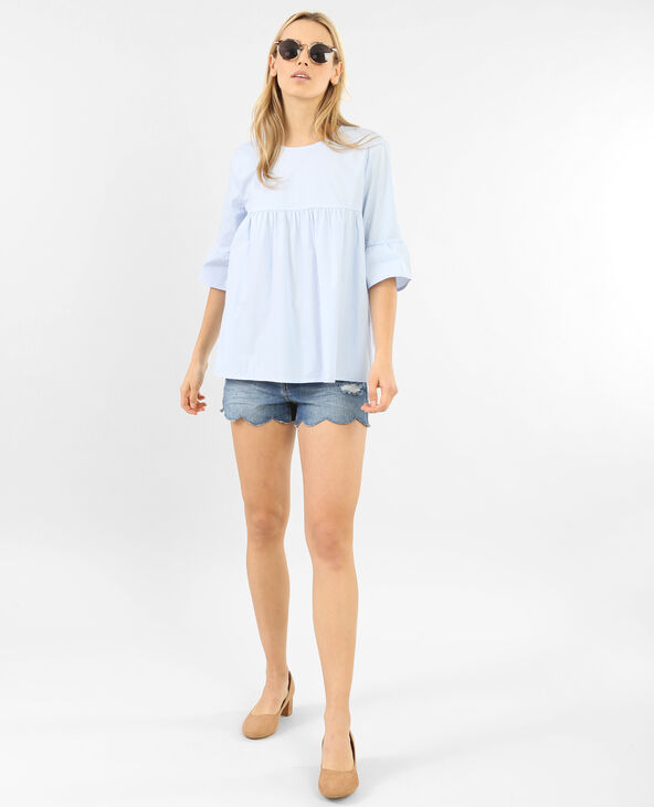 Blouse popeline évasée bleu clair - Pimkie