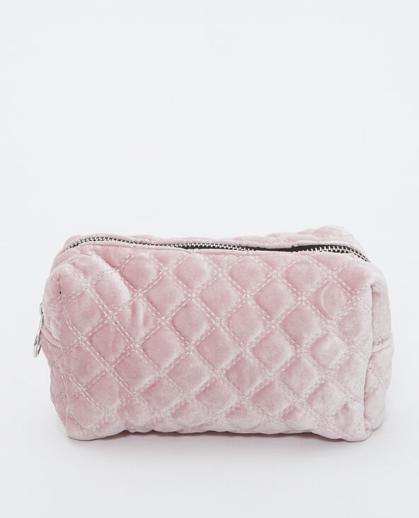Trousse de maquillage effet velours rose clair - Pimkie