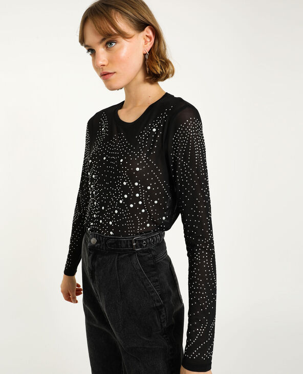 Top avec brillants noir - Pimkie