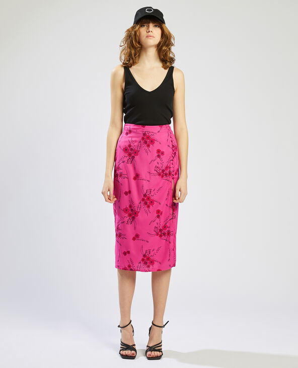 Jupe midi motif fleurs
