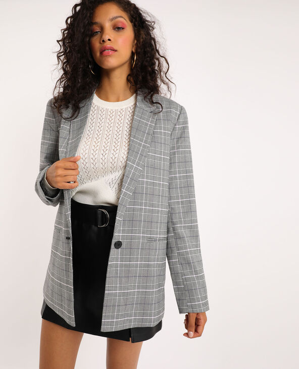 Veste blazer à carreaux noir - Pimkie