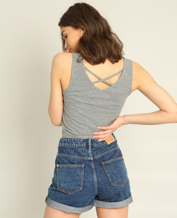 Cropped top croisé gris chiné - Pimkie