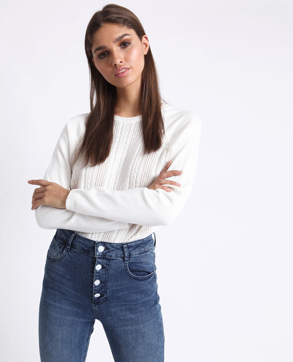 Pull à torsades blanc - Pimkie