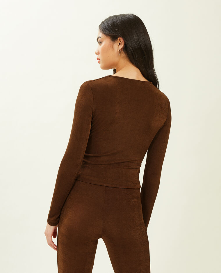 Top manches longues avec liens coulissants marron - Pimkie