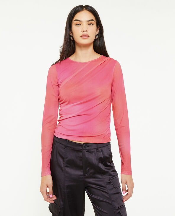 Top en tulle avec fronces rose fuchsia - Pimkie