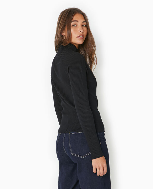 Pull fin en maille côtelée col montant noir - Pimkie