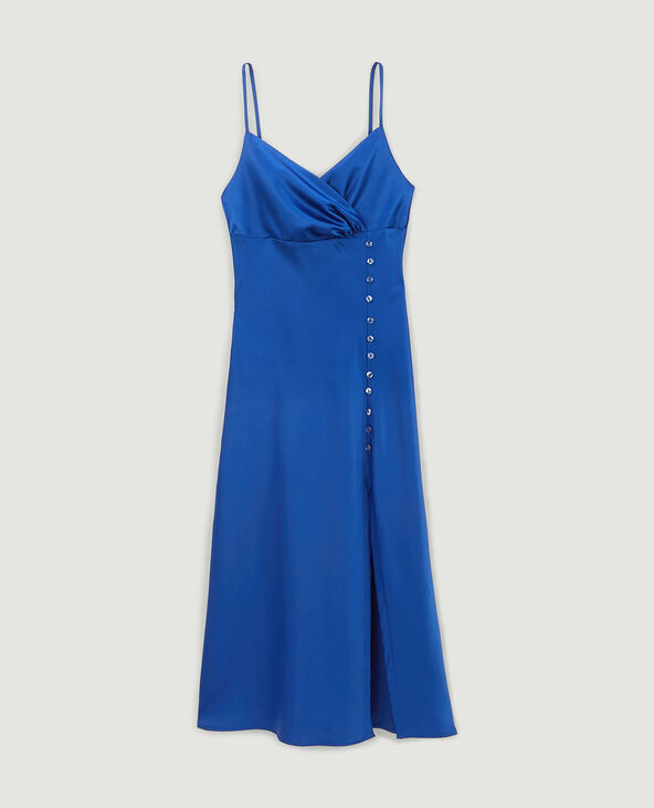 Robe longue cache-cœur en satin bleu clair - Pimkie