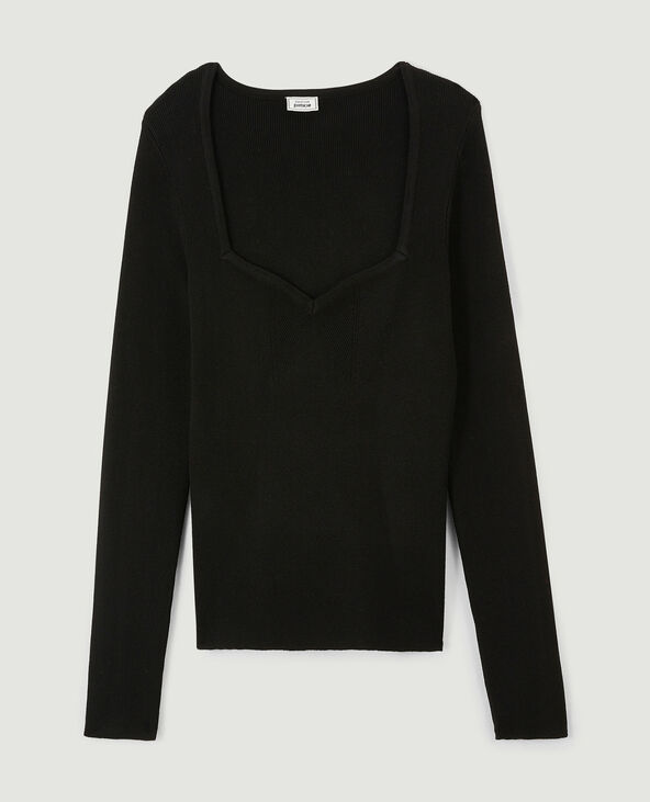 Pull fin encolure cœur noir - Pimkie