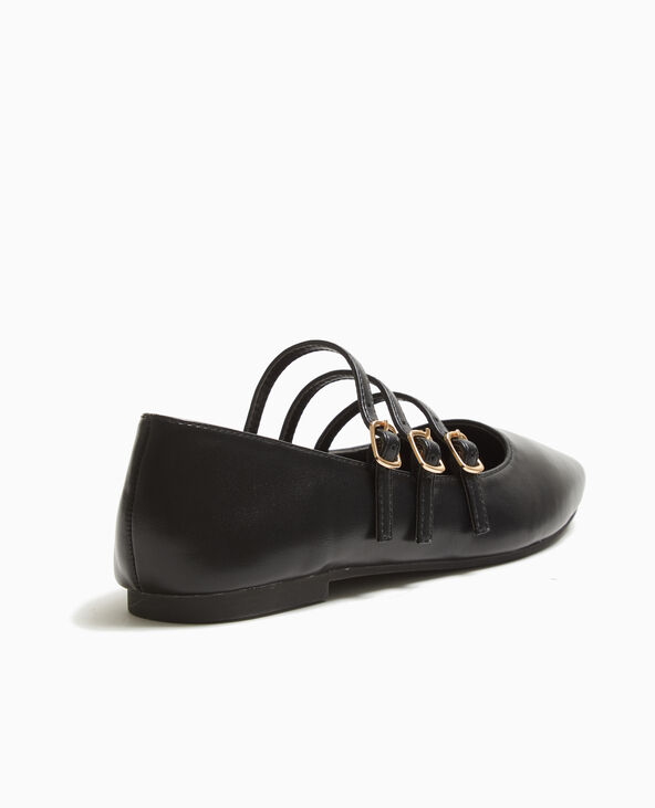 Ballerines bout carré avec 3 brides noir - Pimkie