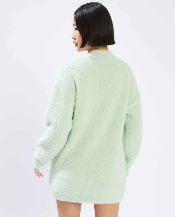 Gilet long en maille poilue vert - Pimkie