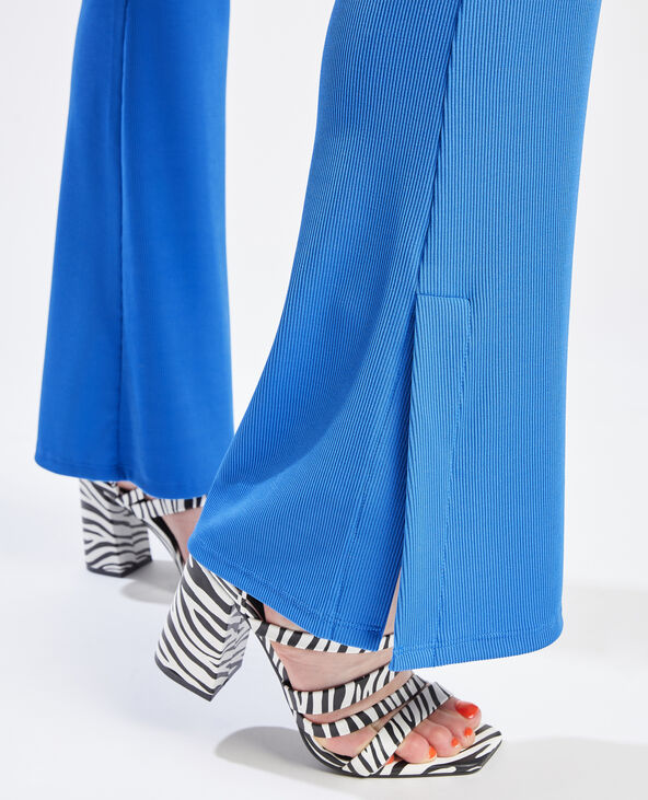 Pantalon flare en maille côtelée vert - Pimkie