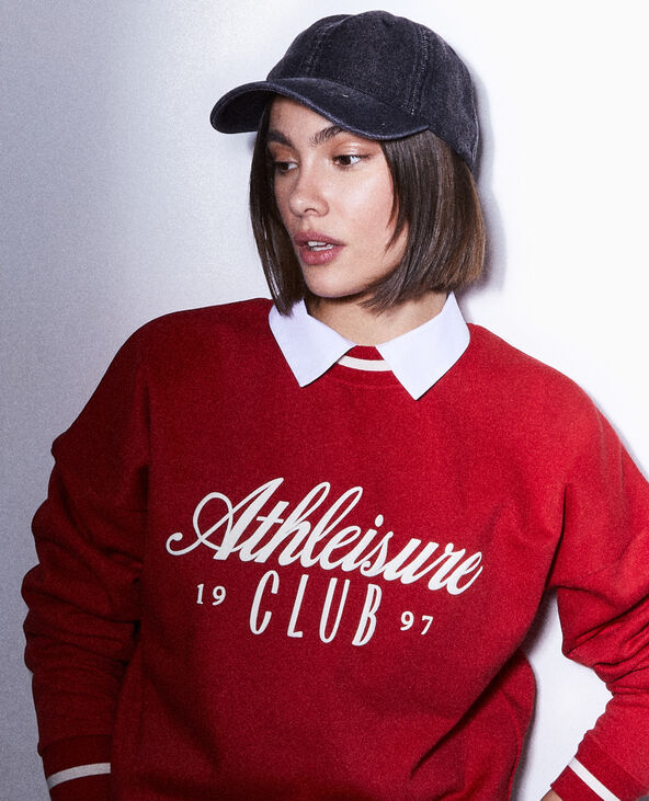 Sweat en molleton avec flocage rouge - Pimkie