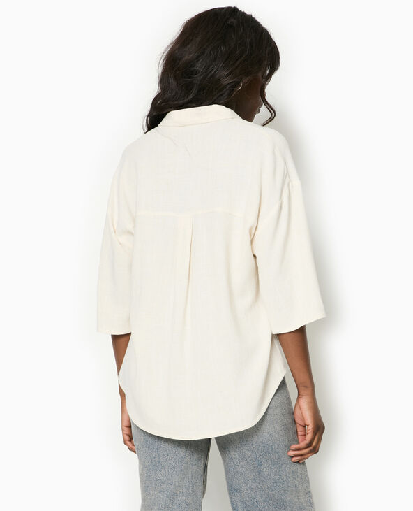 Chemise oversize avec lin beige - Pimkie