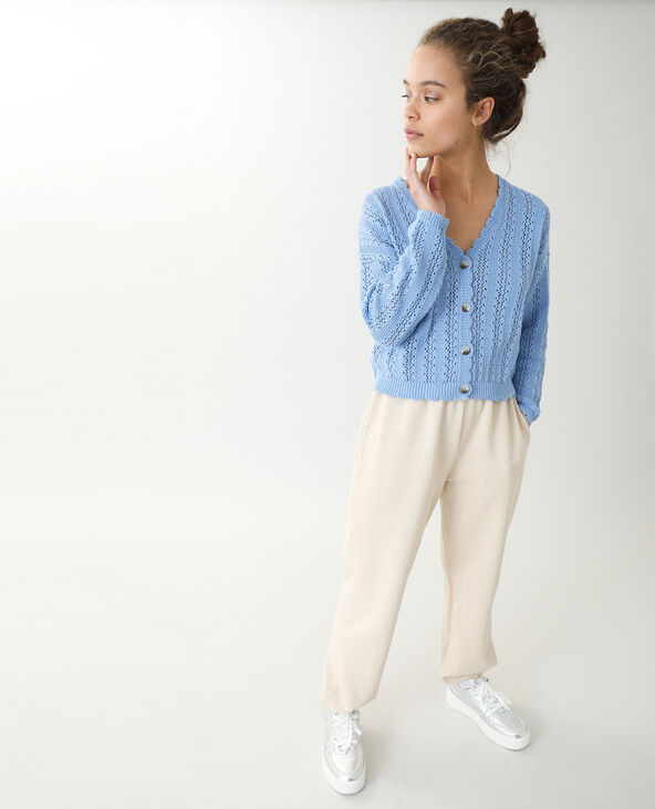 Gilet maille ajourée bleu - Pimkie