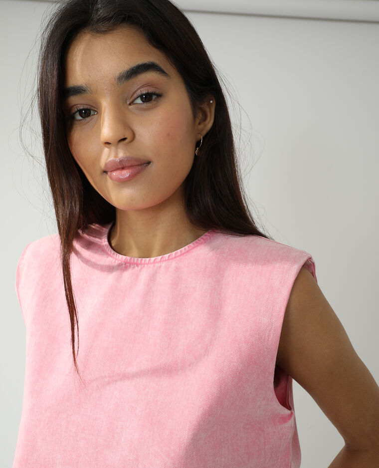 Top en jean à épaulettes rose clair - Pimkie