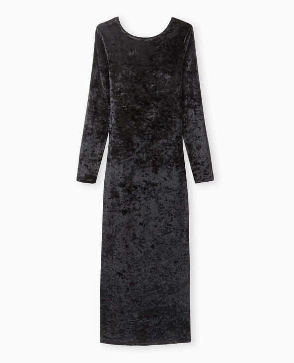Robe longue en velours avec encolure carrée dos noir - Pimkie