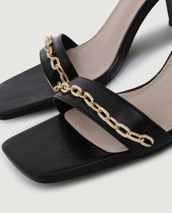 Sandales à talon avec chainettes noir - Pimkie