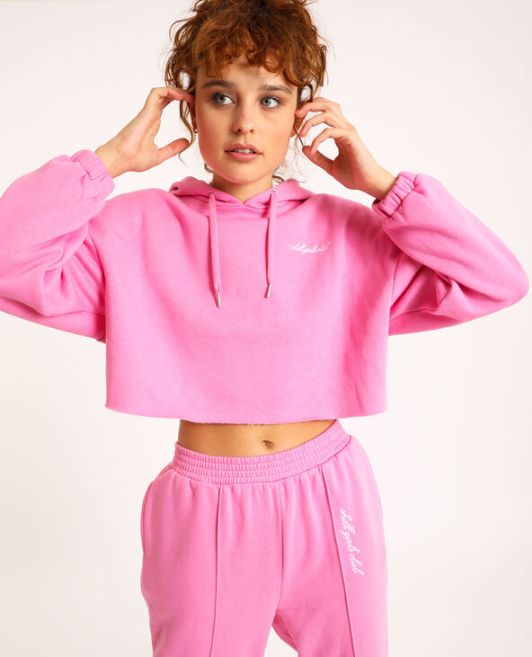 Sweat cropped à capuche rose clair - Pimkie