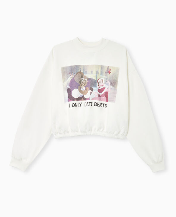 Sweat print avec base élastiquée blanc - Pimkie