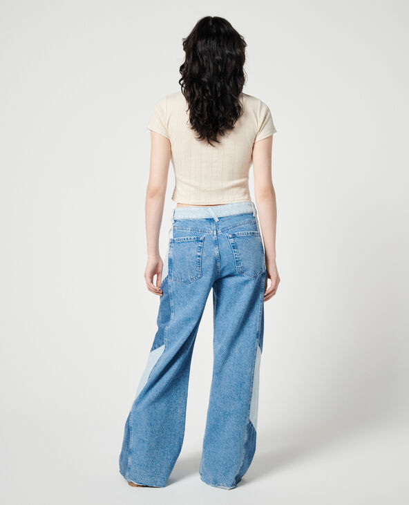 Jean baggy patchwork bleu - Pimkie