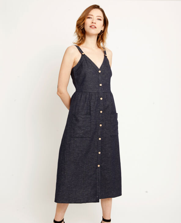 Robe longue boutonnée bleu - Pimkie