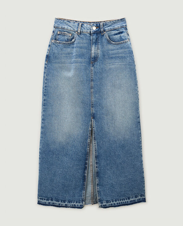 Jupe longue en jean bleu - Pimkie