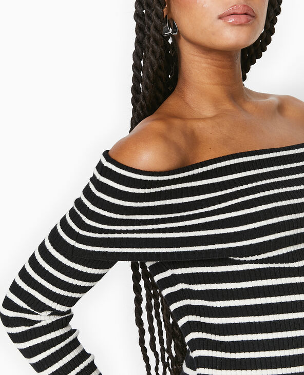 Pull maille fine encolure Bardot noir - Pimkie