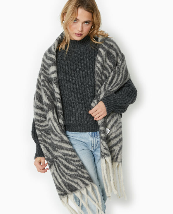 Maxi écharpe motif zèbre noir - Pimkie