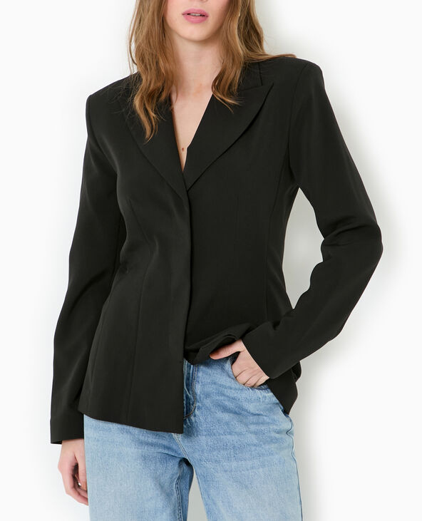 Veste blazer cintrée avec boutons pressions noir - Pimkie