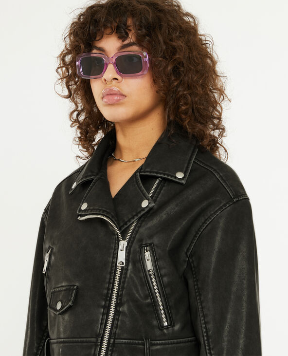 Blouson biker court effet usé gris foncé - Pimkie