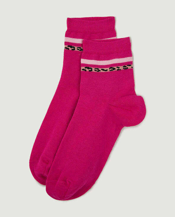 Paire de chaussettes avec rayures contrastées rose fuchsia - Pimkie
