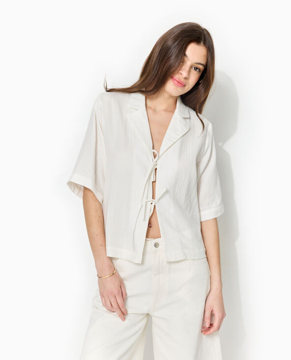 Chemise manches courtes avec liens à nouer blanc - Pimkie