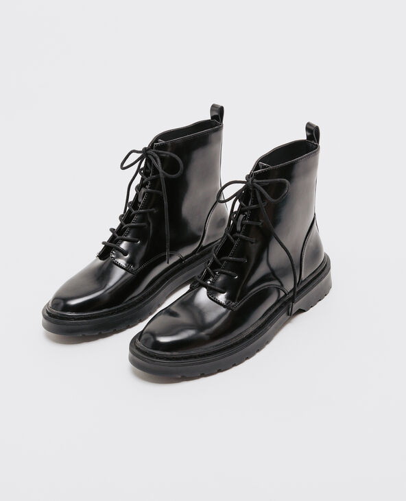 Boots rangers vernis noir noir - Pimkie