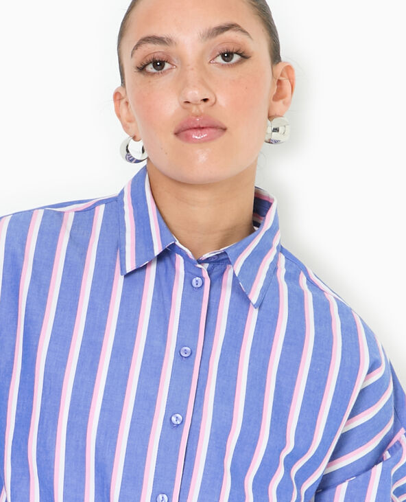 Chemise oversize rayée esprit pyjama d'homme bleu - Pimkie