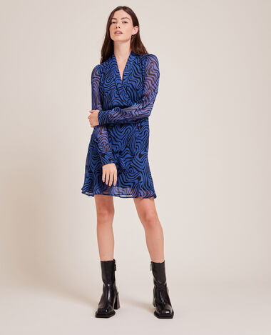 Robe cache-cœur avec volants bleu - Pimkie