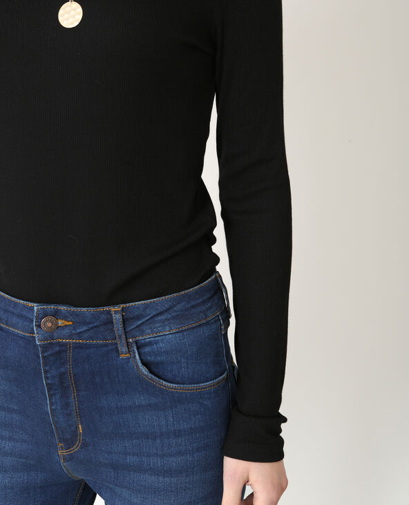 T-shirt en maille côtelée noir - Pimkie