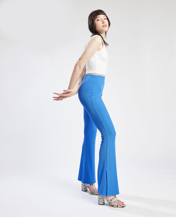 Pantalon flare en maille côtelée vert - Pimkie