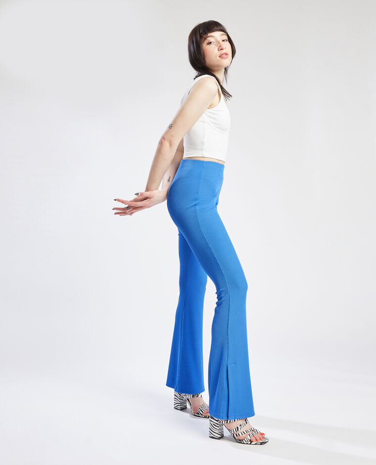 Pantalon flare en maille côtelée vert - Pimkie