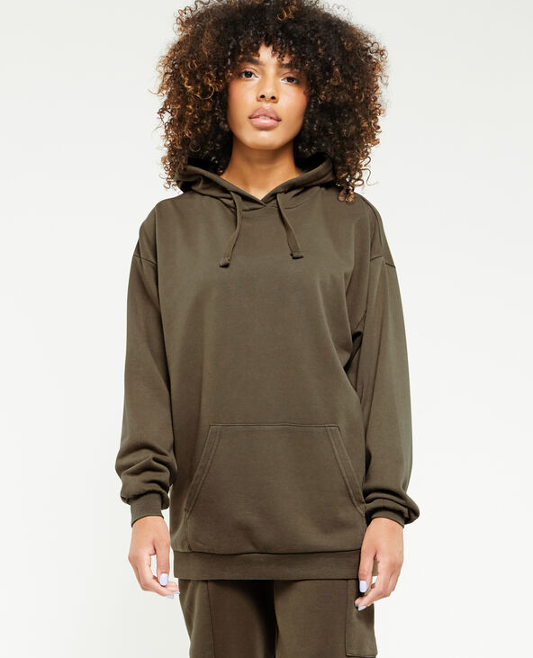 Sweat capuche oversize effet lavé vert kaki - Pimkie