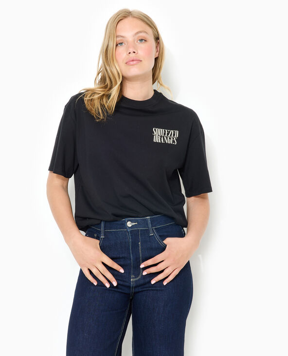 T-shirt oversize avec print poitrine et dos noir - Pimkie