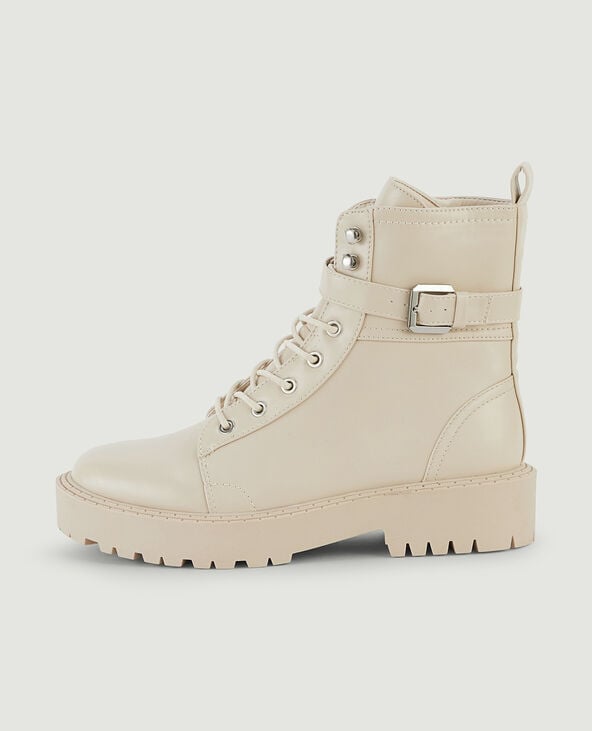 Boots à lacets semelles crantées blanc - Pimkie