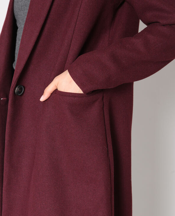 Manteau droit en laine bordeaux - Pimkie
