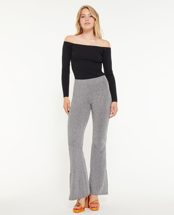 Pantalon flare lurex avec fente  argenté - Pimkie