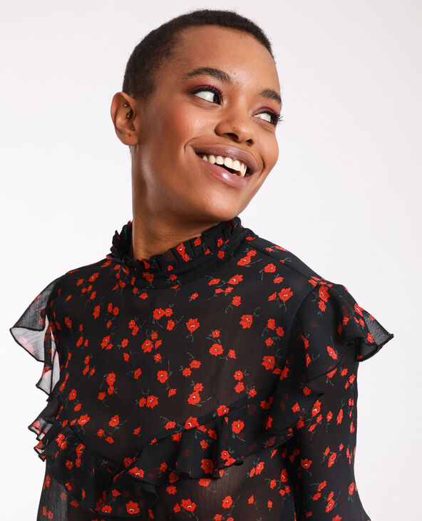 Blouse à fleurs noir - Pimkie