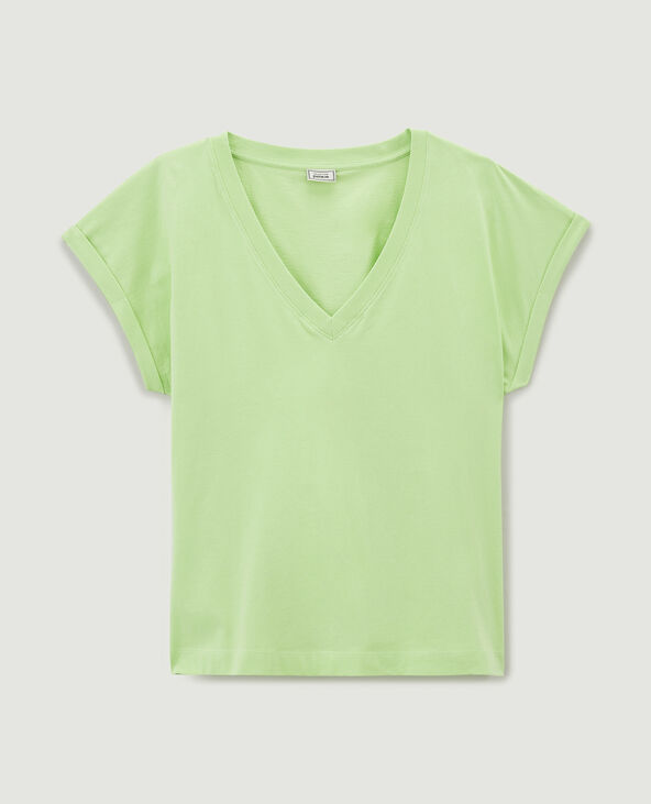T-shirt col V oversize vert anis - Pimkie