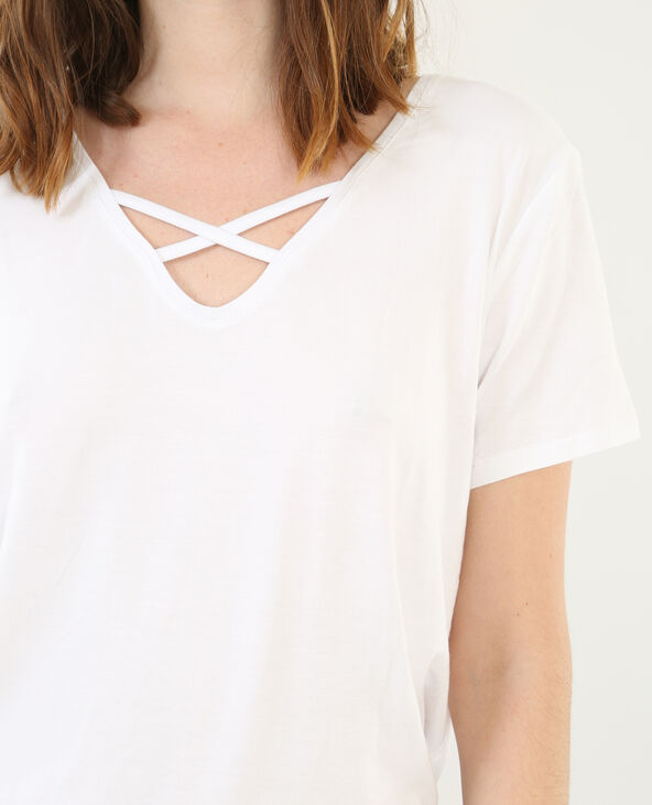 T-shirt col croisé blanc - Pimkie
