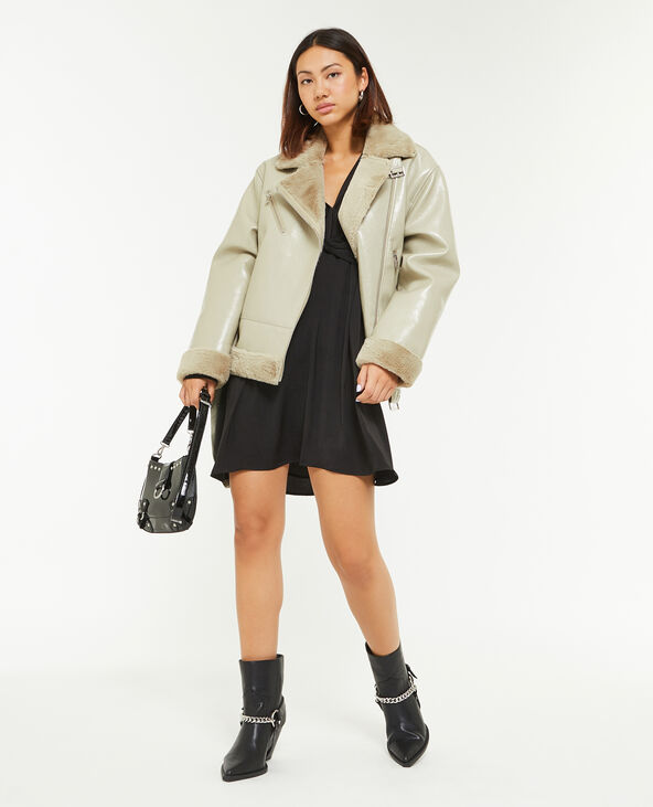 Blouson faux cuir avec doublure fourrure vert - Pimkie